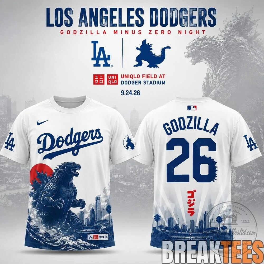 Godzilla Minus One Baseball Tee for Los Angeles Dodgers Fans