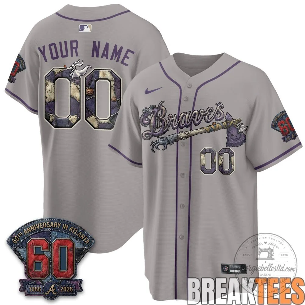 60th Anniversary Baseball Jersey of Atlanta Braves - Nightmare Before Christmas Edition 8 60th Anniversary Baseball Jersey of Atlanta Braves - Nightmare Before Christmas Edition