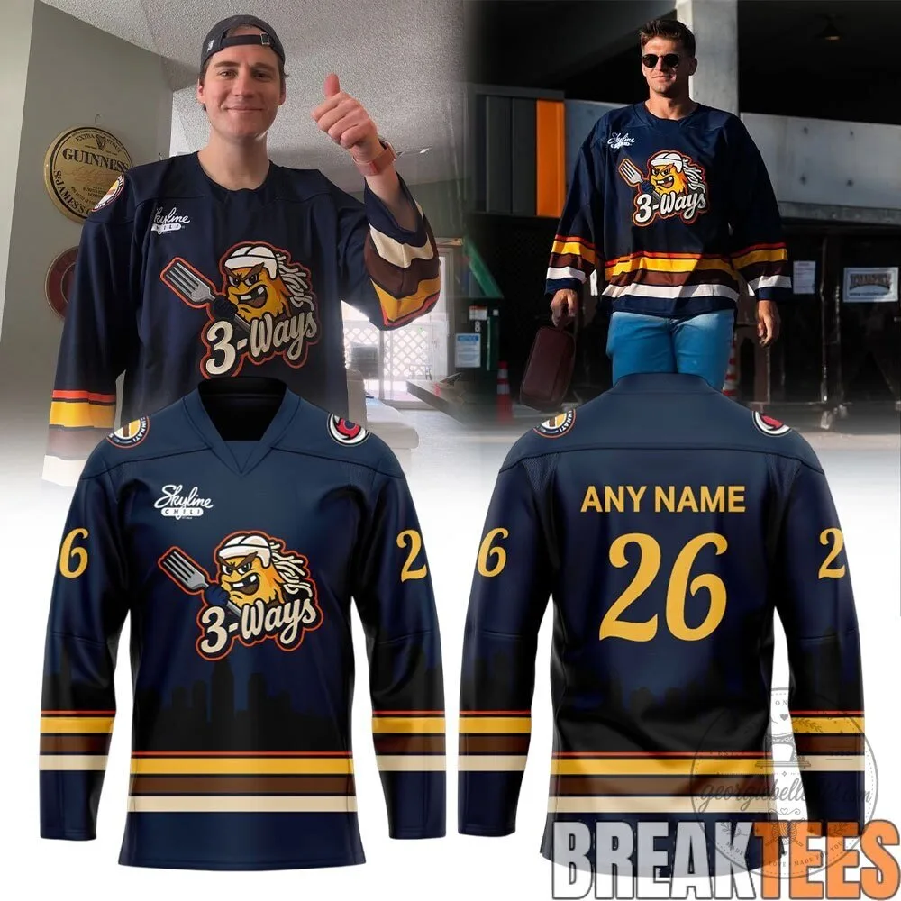 Cincinnati Cyclones Skyline Chili 3-Ways Custom Hockey Jersey