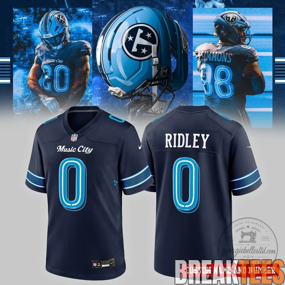 Tennessee Titans Football Team Navy Blue Custom Name and Number Fan Jersey