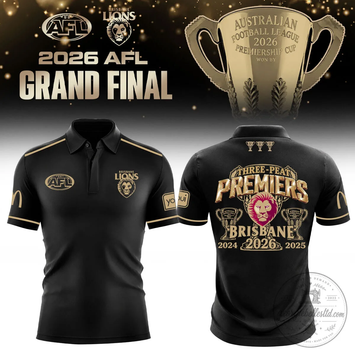 Three-Peat Premiers Polo Shirt for Brisbane Lions AFL Grand Final