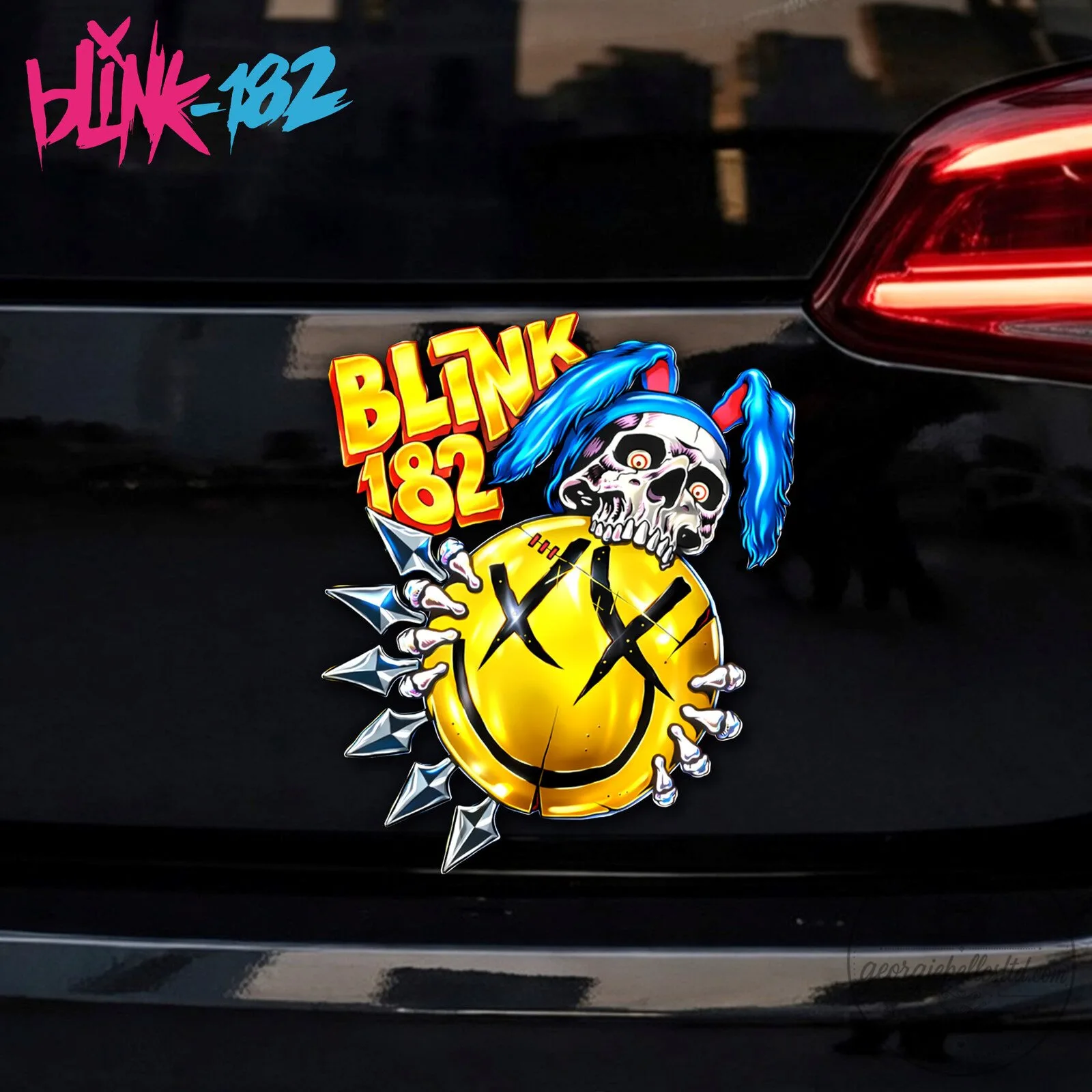 Blink-182 Skull Smiley Face Pop Punk Rock Band Car Emblem Decal Sticker