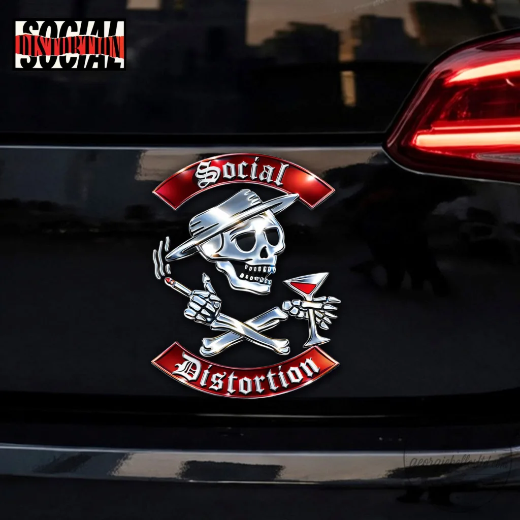 Social Distortion Skull Martini Car Emblem Badge for Punk Rock Fans Social Distortion Skull Martini Car Emblem Badge for Punk Rock Fans