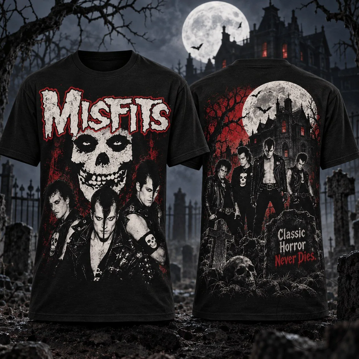 Misfits Crimson Skull Graphic Horror Punk Band T-Shirt