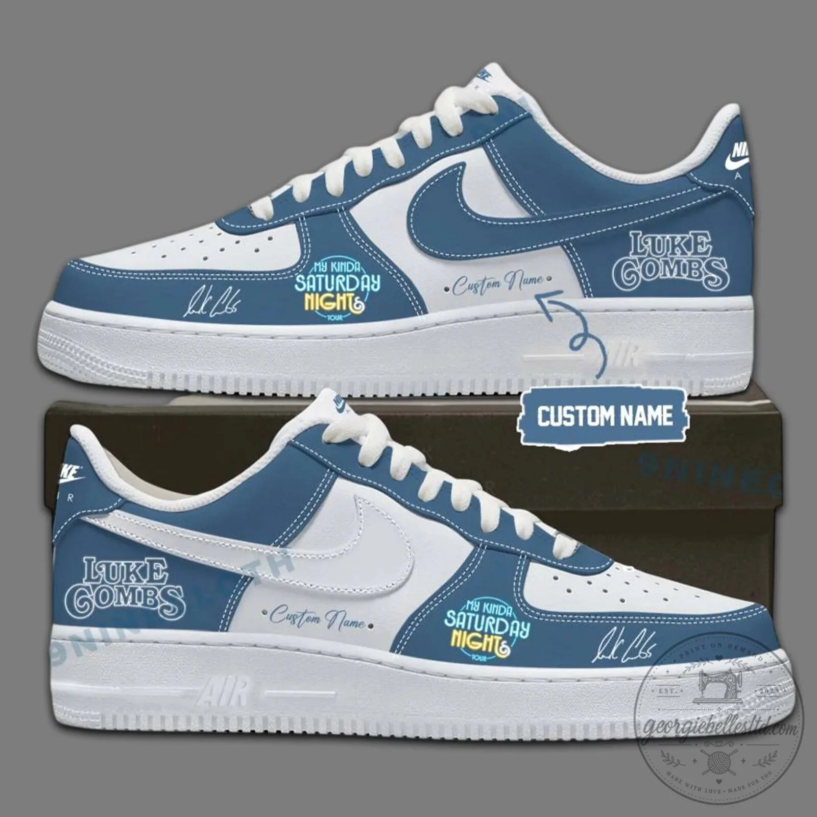 Neyland Stadium Luke Combs My Kinda Saturday Night Tour Custom Name Shoes