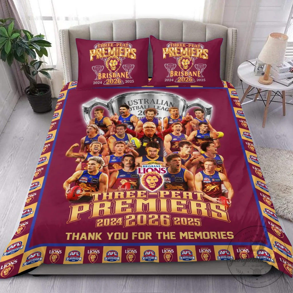 Brisbane Lions Australian Football League Three-Peat Premiers Bedding Set Brisbane Lions Australian Football League Three-Peat Premiers Bedding Set