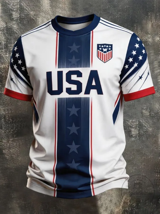 USA Soccer Team Stars and Stripes Short Sleeve Jersey 1 USA Soccer Team Stars and Stripes Short Sleeve Jersey