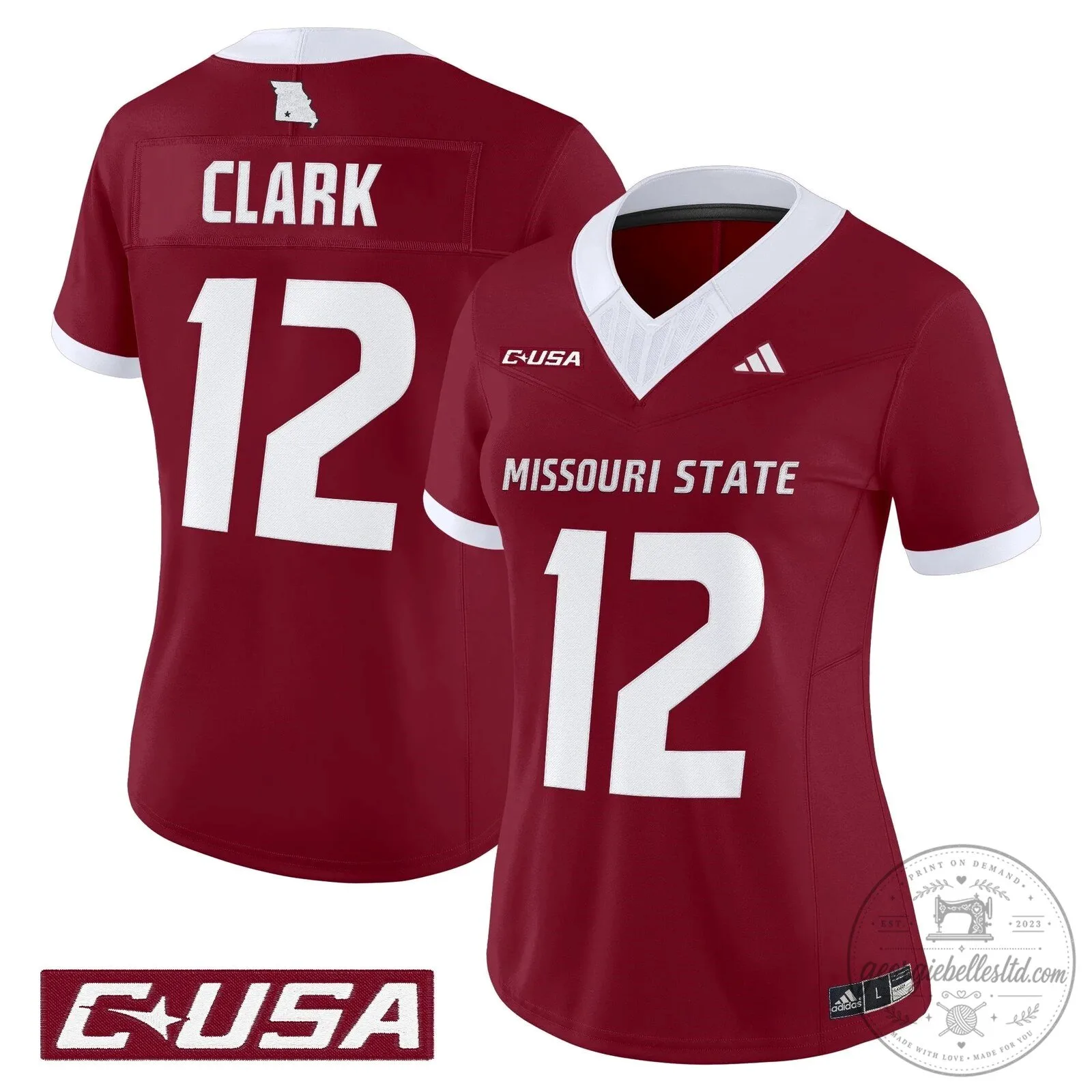 Missouri State Bears Women's Clark Number 12 Stitched Football Jersey