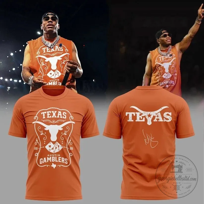 Nelly Concert Orange Tee featuring Austin Gamblers and Texas Longhorns
