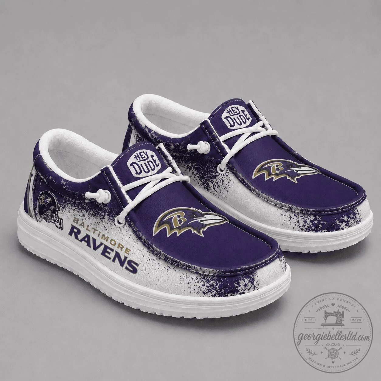 Baltimore Ravens NFL Team Logo Hey Dude Style Loafer Shoes for Men and Women