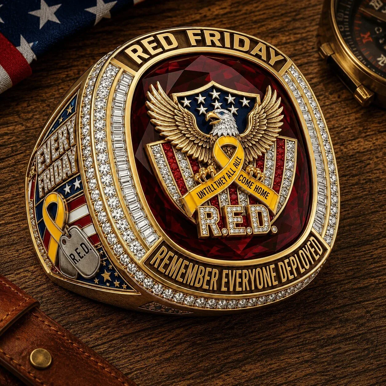 Gold Plated Ring Tribute to Remember Everyone Deployed on Red Friday 4 Gold Plated Ring Tribute to Remember Everyone Deployed on Red Friday