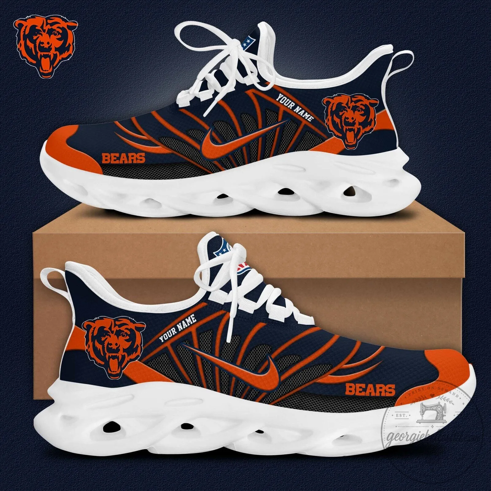 Chicago Bears Personalized Athletic Sneakers Max Soul Shoes 1 Chicago Bears Personalized Athletic Sneakers Max Soul Shoes