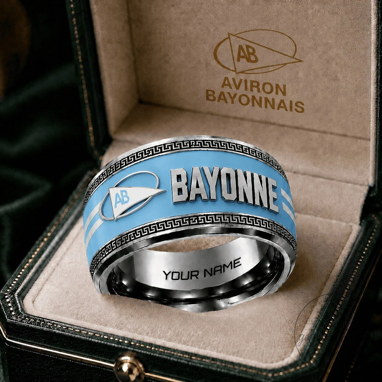 Aviron Bayonnais Rugby TOP 14 Custom Name Ring