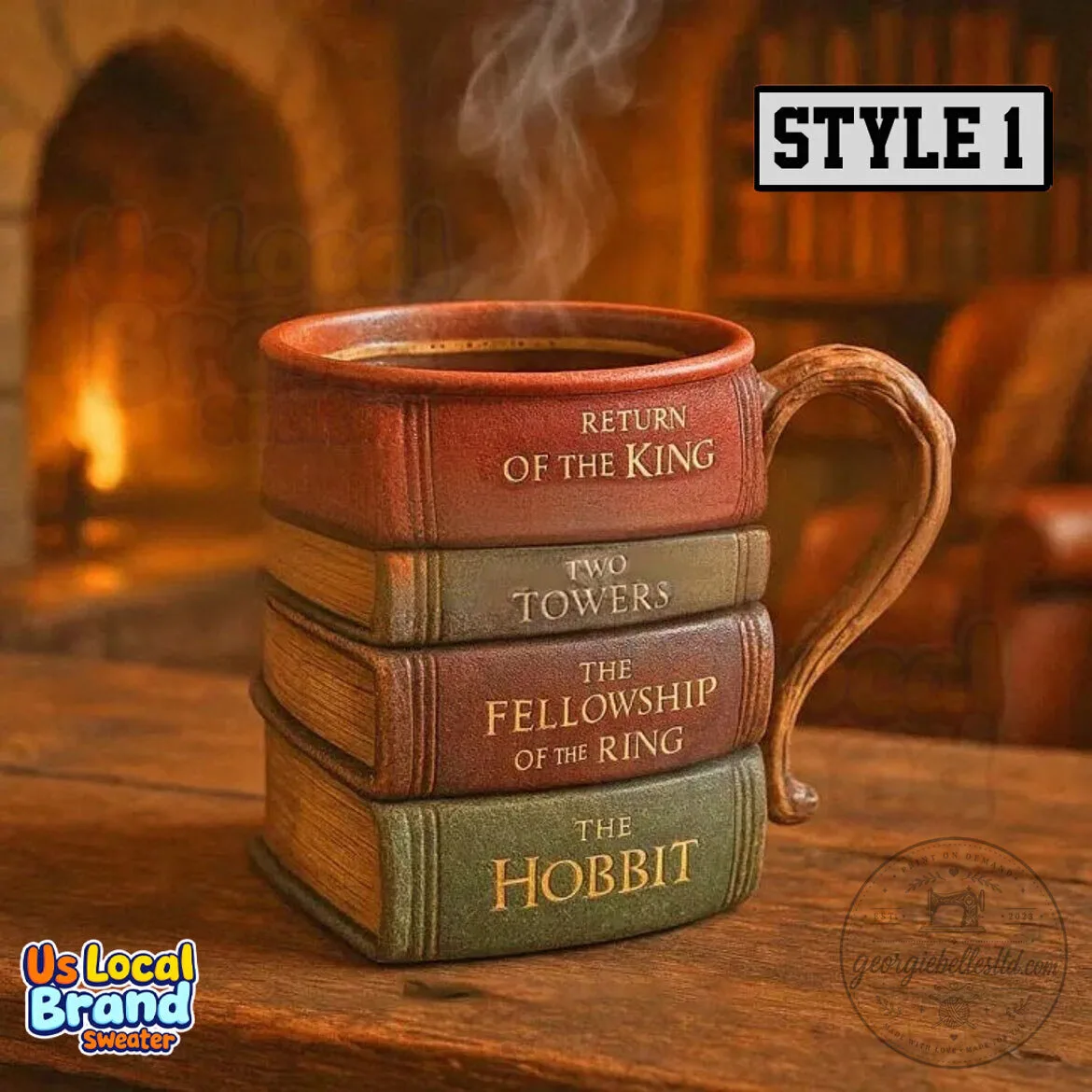 Lord of the Rings Book Stack Coffee Mug, The Hobbit Literary Collection Cup