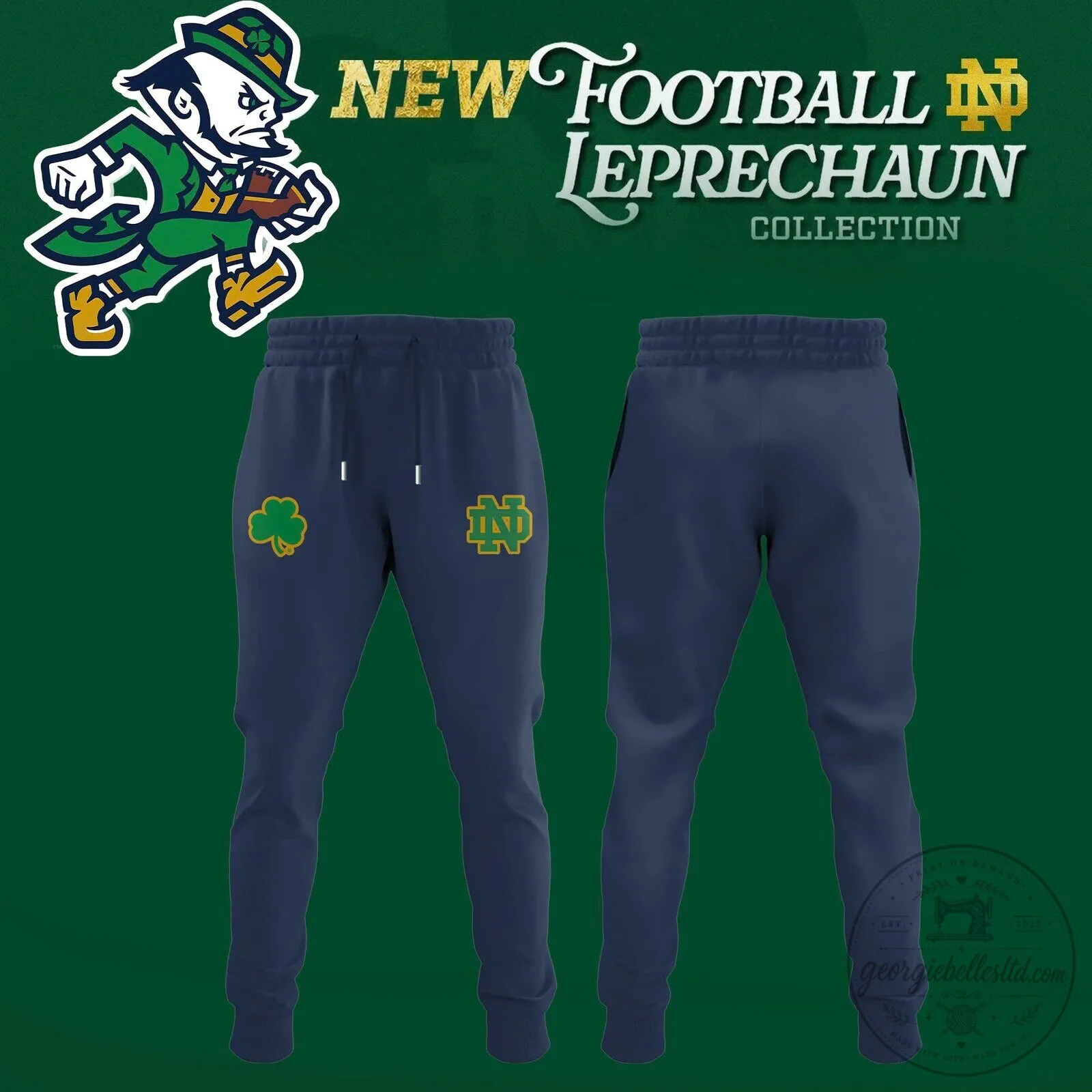 Notre Dame Football Fighting Irish Leprechaun Navy Blue Hoodie 5 Notre Dame Football Fighting Irish Leprechaun Navy Blue Hoodie