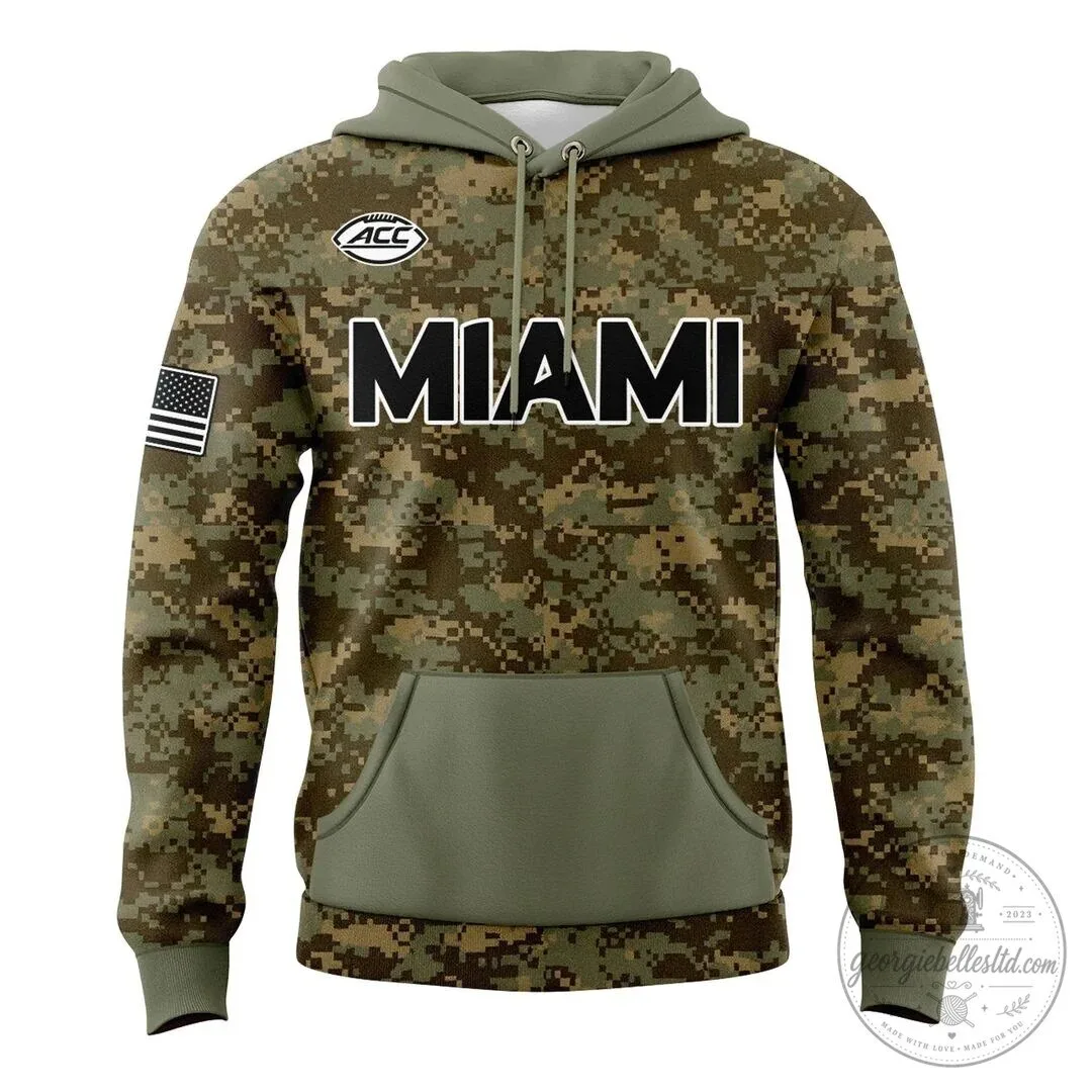 Miami Hurricanes Football Military Appreciation Camouflage Hoodie 4 Miami Hurricanes Football Military Appreciation Camouflage Hoodie