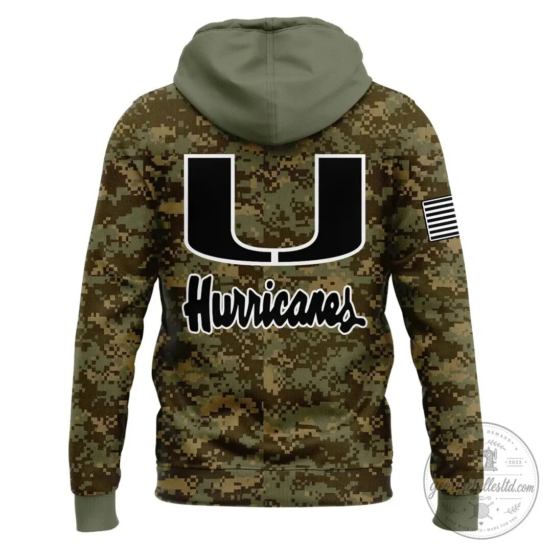 Miami Hurricanes Football Military Appreciation Camouflage Hoodie 5 Miami Hurricanes Football Military Appreciation Camouflage Hoodie