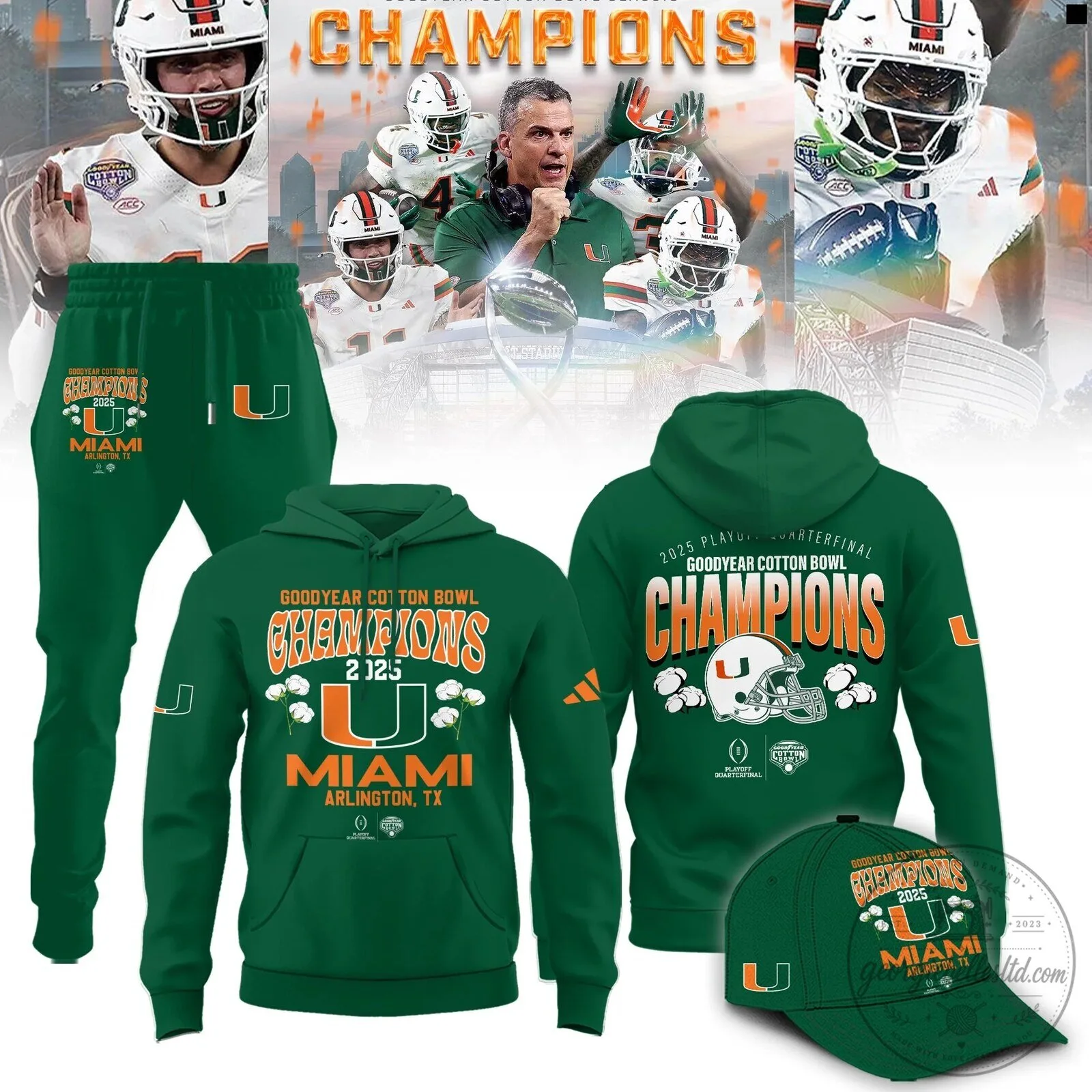 Miami Hurricanes Football 2025 Cotton Bowl Champions Hoodie