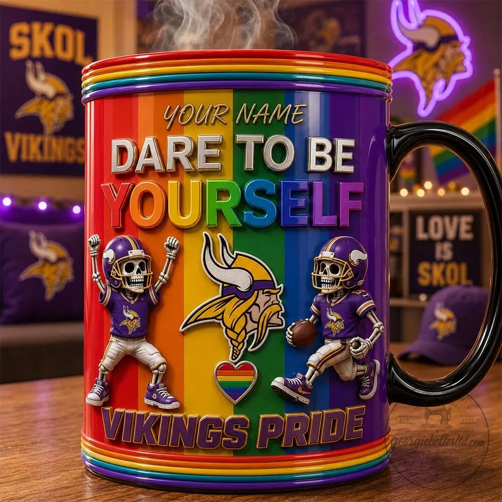 Minnesota Vikings Pride Dare To Be Yourself Rainbow Ceramic Coffee Mug 1 Minnesota Vikings Pride Dare To Be Yourself Rainbow Ceramic Coffee Mug