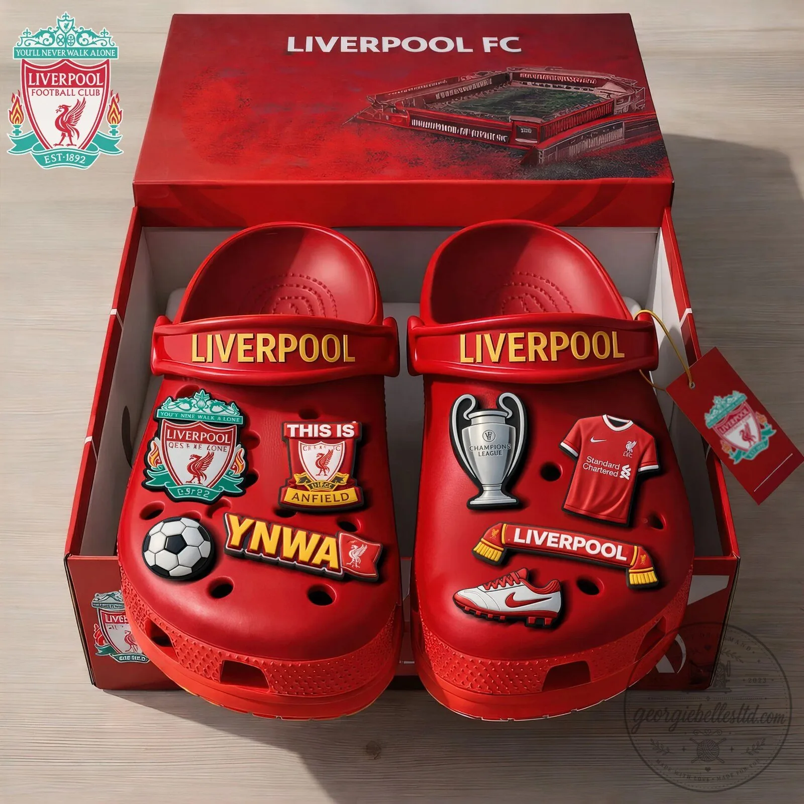 Liverpool Football Club Red Team Logo Fan Clogs Shoes