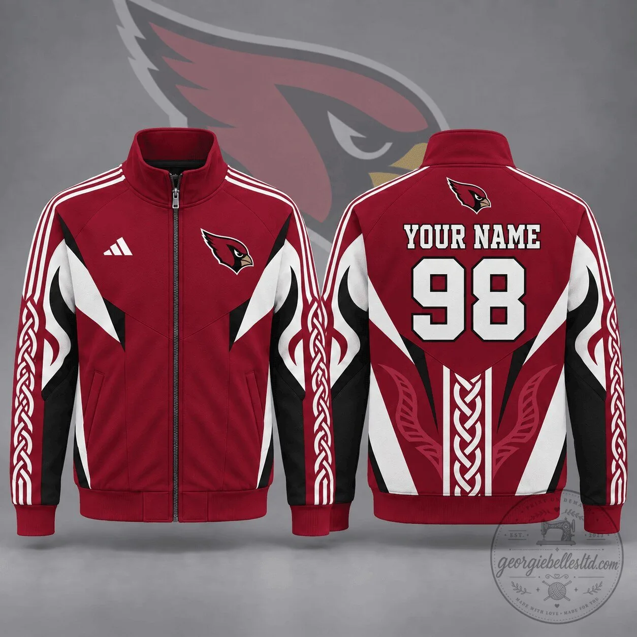 Arizona Cardinals Personalized Team Tribal Zip Up Jacket Custom Name And Number