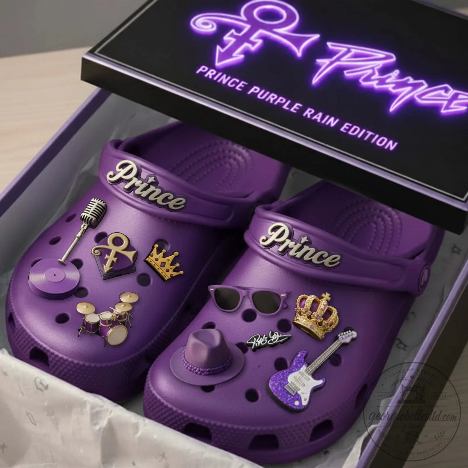 Prince Purple Rain Edition Clogs with Music Charms 1 Prince Purple Rain Edition Clogs with Music Charms