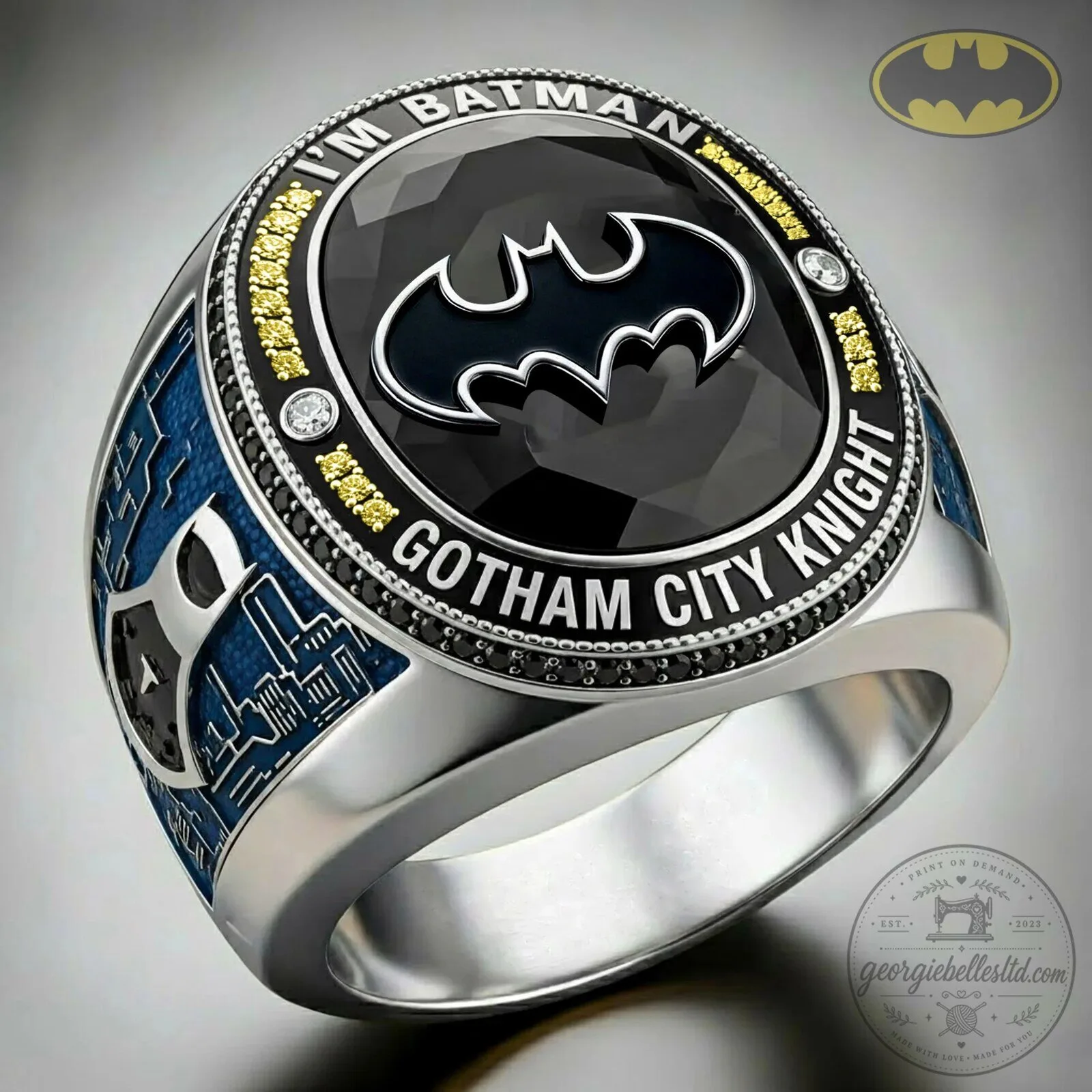 Batman Gotham City Knight I'm Batman DC Comics Superhero Ring