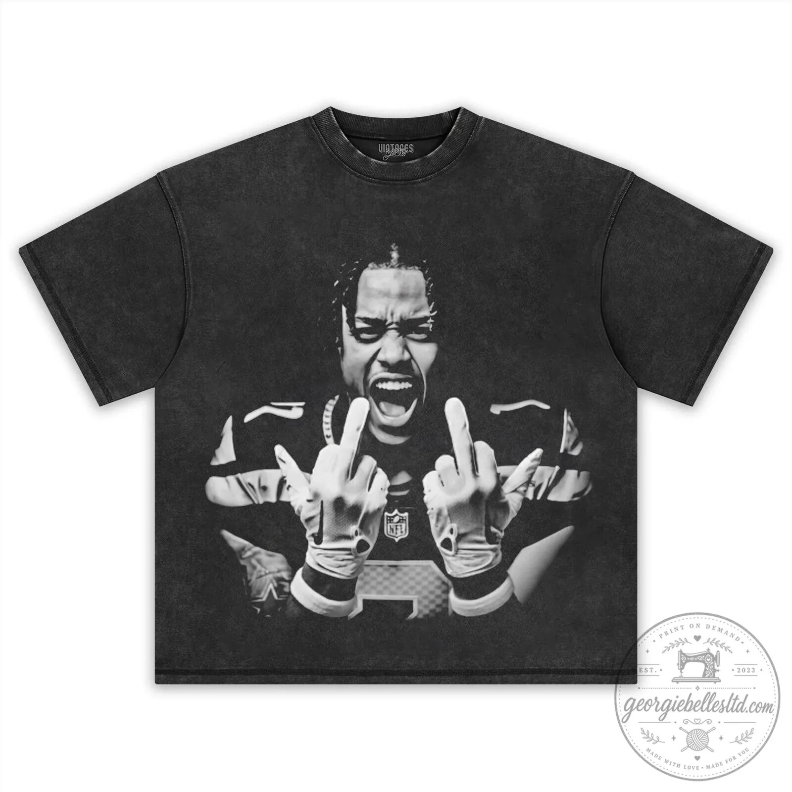 Black T-Shirt Featuring Jaxon Smith Njigba with Middle Finger Football Design 8 Black T-Shirt Featuring Jaxon Smith Njigba with Middle Finger Football Design