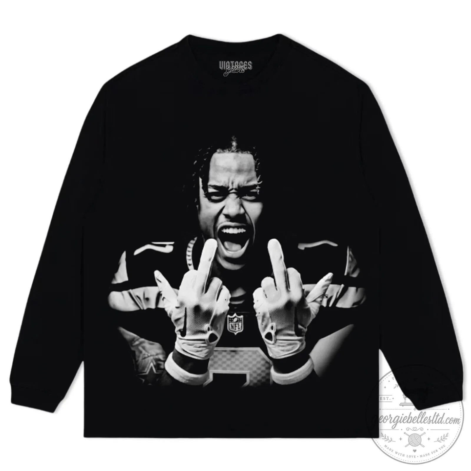 Black T-Shirt Featuring Jaxon Smith Njigba with Middle Finger Football Design 11 Black T-Shirt Featuring Jaxon Smith Njigba with Middle Finger Football Design