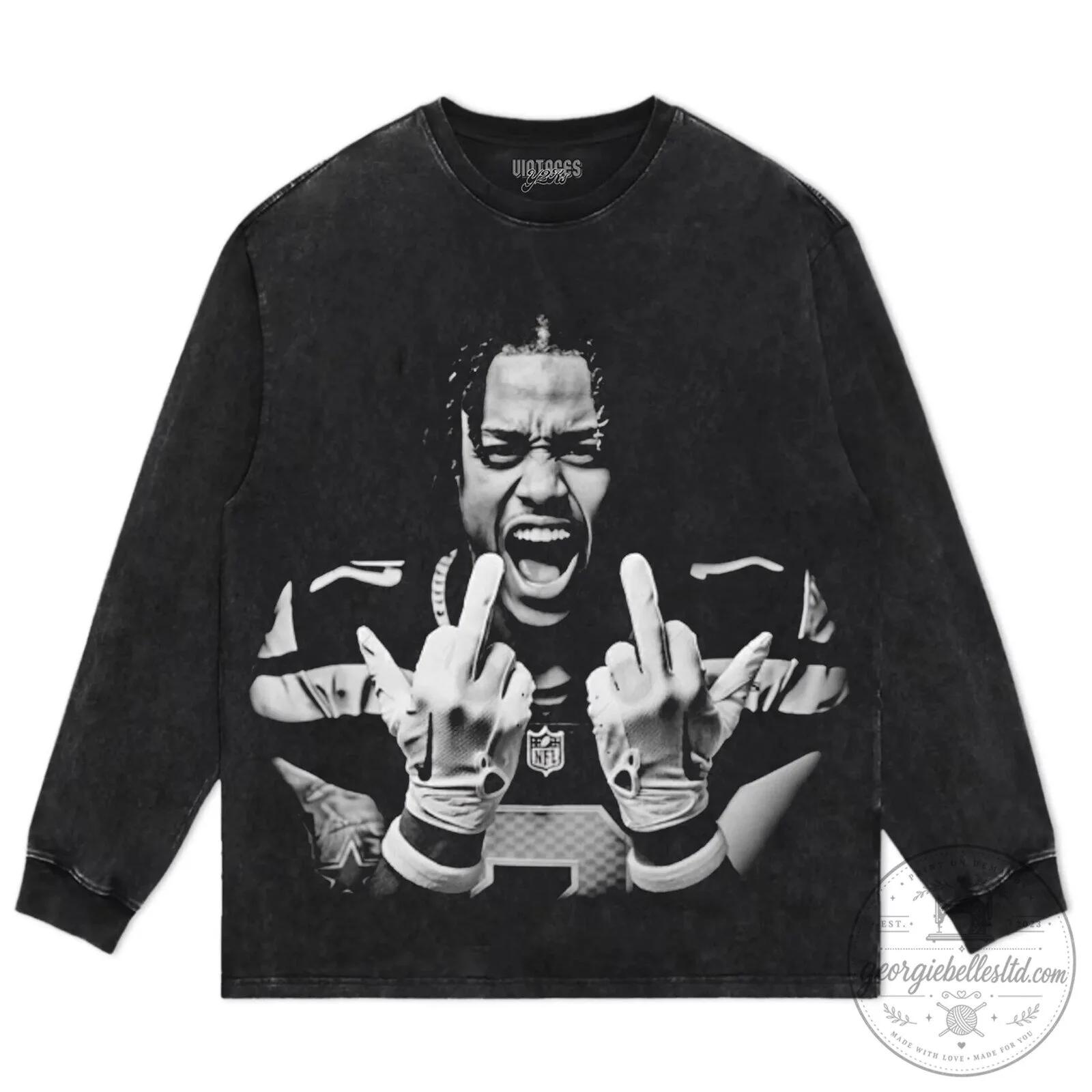 Black T-Shirt Featuring Jaxon Smith Njigba with Middle Finger Football Design 12 Black T-Shirt Featuring Jaxon Smith Njigba with Middle Finger Football Design