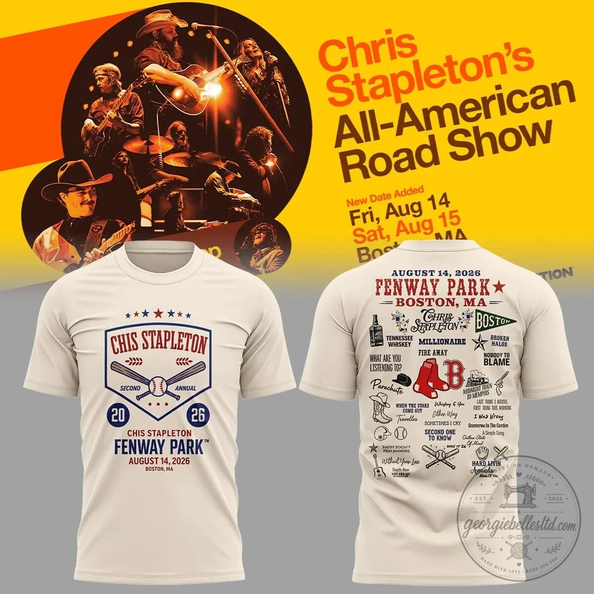Chris Stapleton All-American Road Show Fenway Park Concert T-Shirt