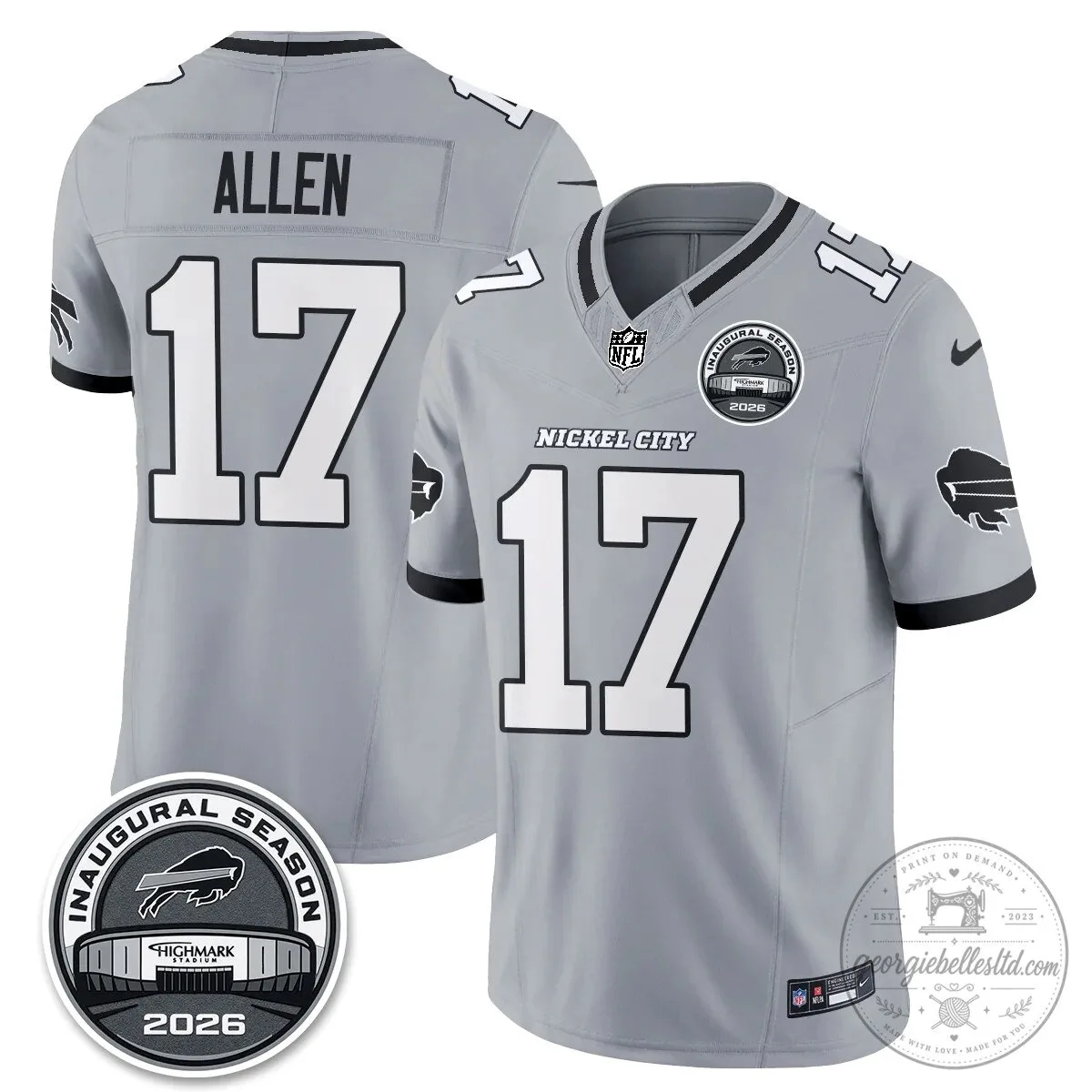 Buffalo Bills Josh Allen Nickel City Inaugural Season 2026 Football Jersey 20 Buffalo Bills Josh Allen Nickel City Inaugural Season 2026 Football Jersey
