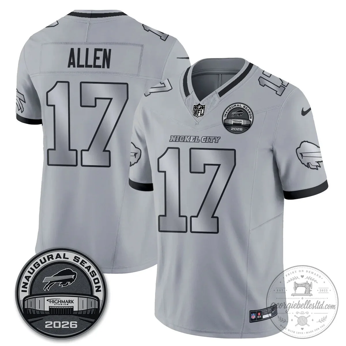 Buffalo Bills Josh Allen Nickel City Inaugural Season 2026 Football Jersey 30 Buffalo Bills Josh Allen Nickel City Inaugural Season 2026 Football Jersey
