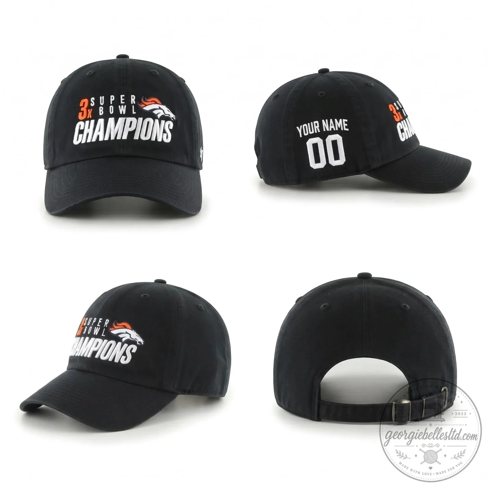 Denver Broncos 3X Super Bowl Champions Embroidered Adjustable Cap Hat