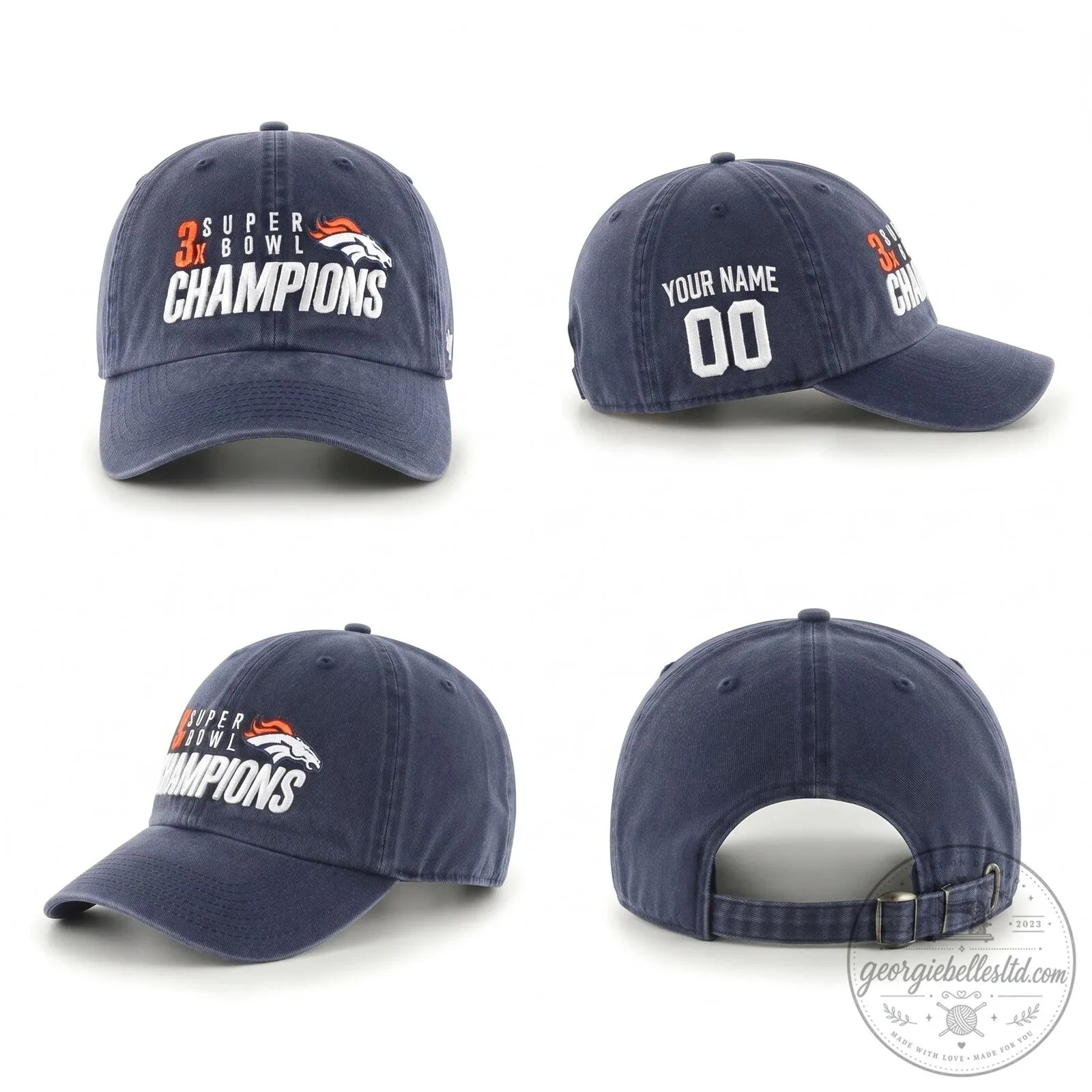 Denver Broncos 3X Super Bowl Champions Embroidered Adjustable Cap Hat 5 Denver Broncos 3X Super Bowl Champions Embroidered Adjustable Cap Hat