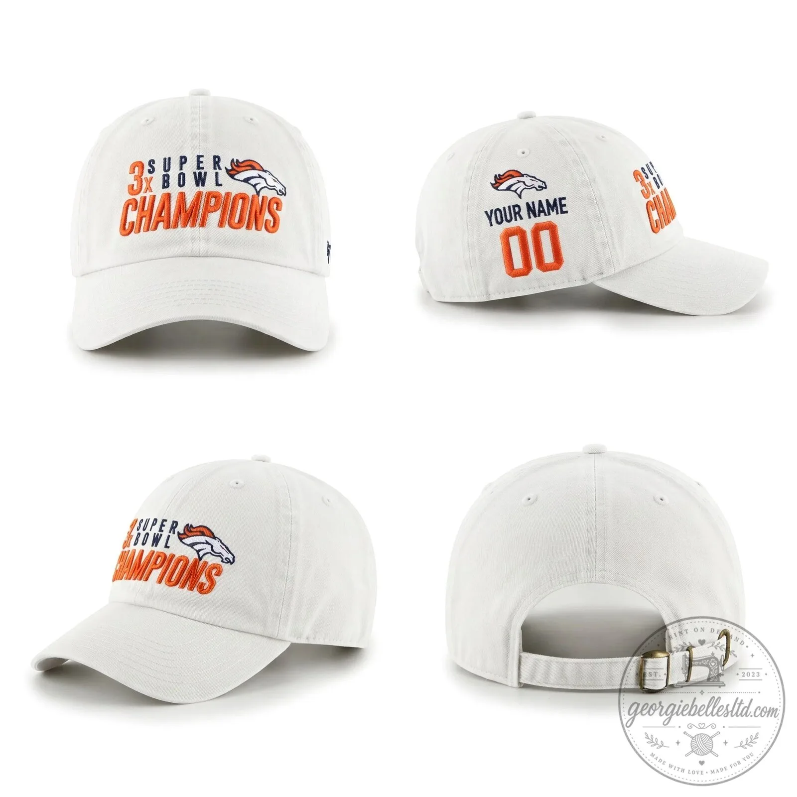 Denver Broncos 3X Super Bowl Champions Embroidered Adjustable Cap Hat 6 Denver Broncos 3X Super Bowl Champions Embroidered Adjustable Cap Hat