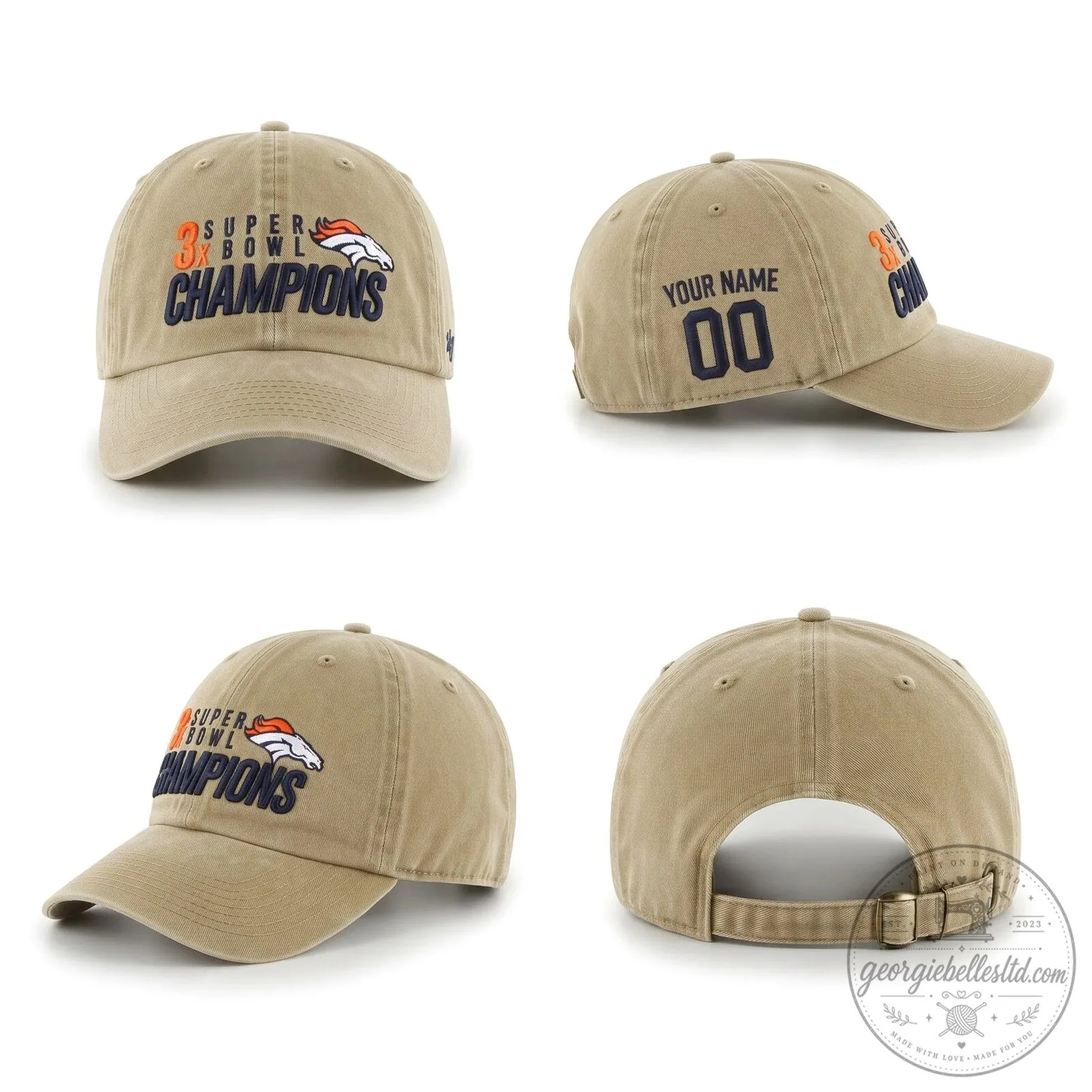 Denver Broncos 3X Super Bowl Champions Embroidered Adjustable Cap Hat 7 Denver Broncos 3X Super Bowl Champions Embroidered Adjustable Cap Hat