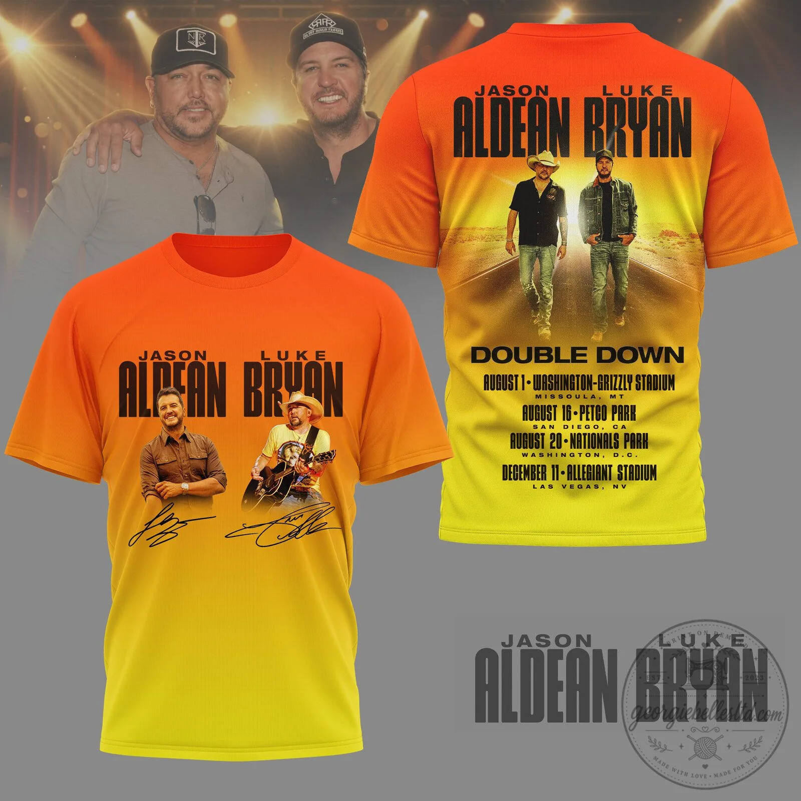 Luke Bryan Jason Aldean Double Down Tour Concert T-Shirt