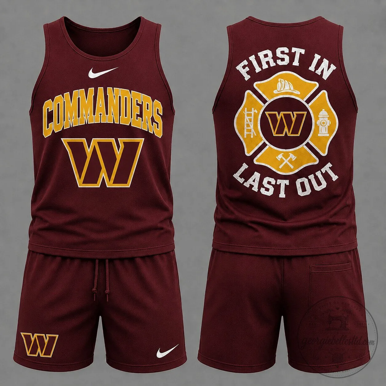 Washington Commanders Football Team First In Last Out Firefighter Tank Top