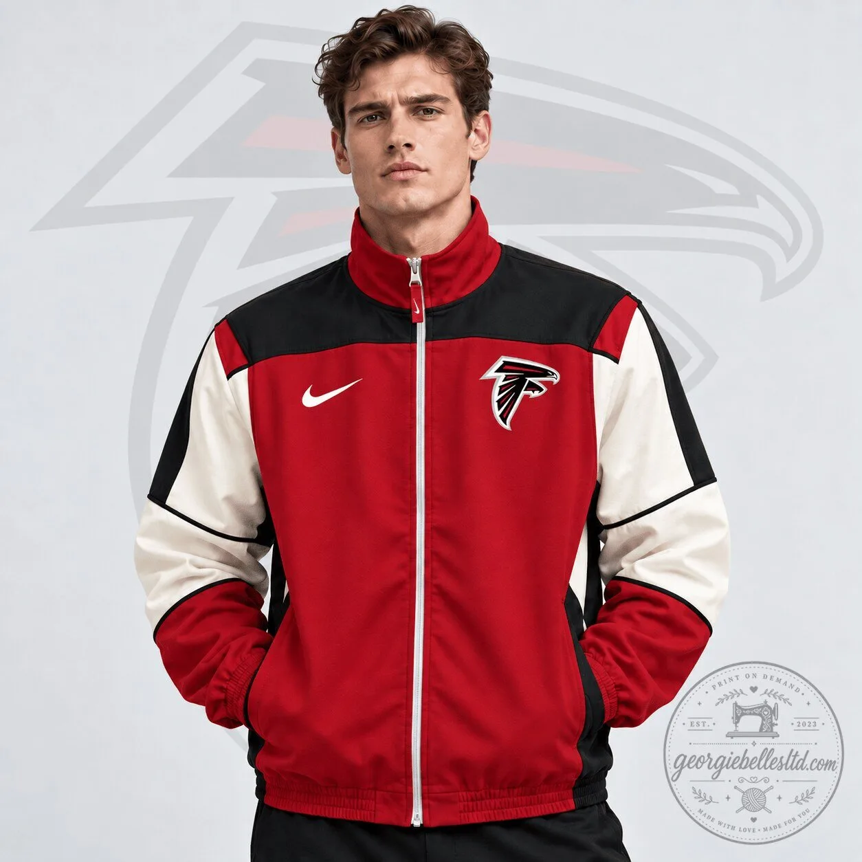 Atlanta Falcons National Football League Team Crest Full Zip Windbreaker Jacket
