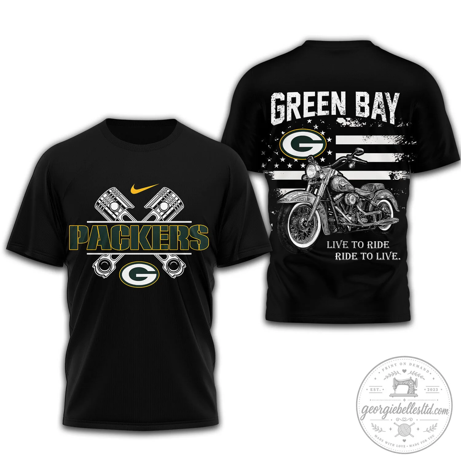 Green Bay Packers Motorcycle Live To Ride Ride To Live Graphic T-Shirt 1 Green Bay Packers Motorcycle Live To Ride Ride To Live Graphic T-Shirt