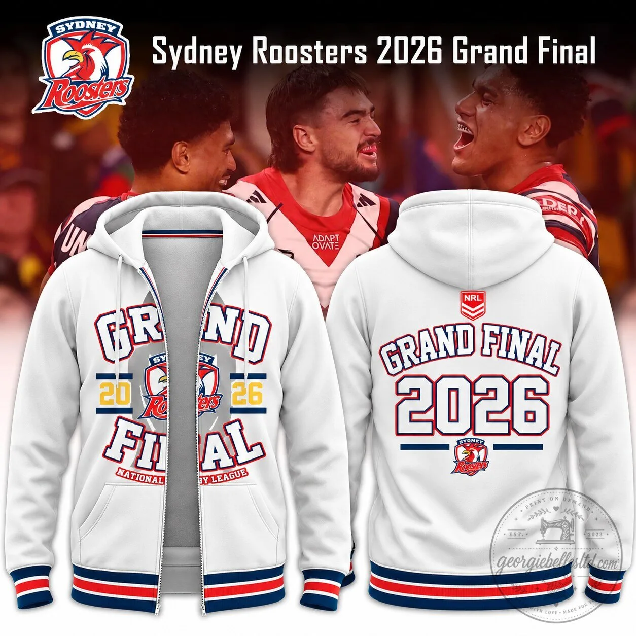 Sydney Roosters 2026 Grand Final Rugby League Zip Hoodie