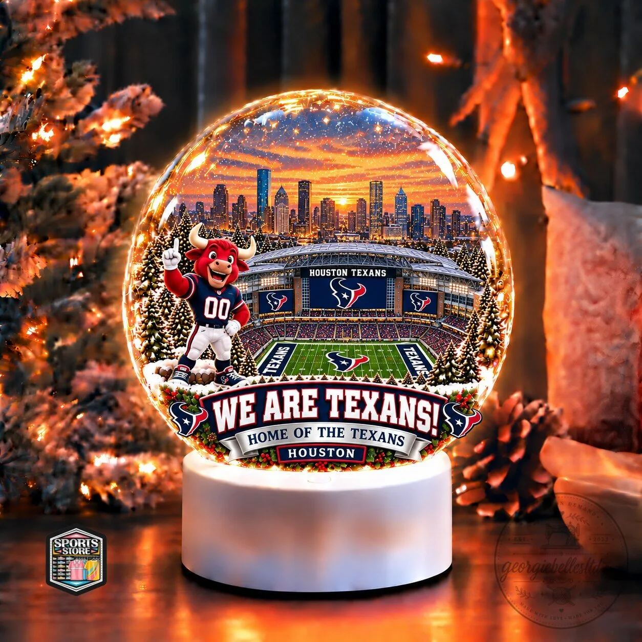 Houston Texans Football Stadium Snow Globe Christmas Ornament