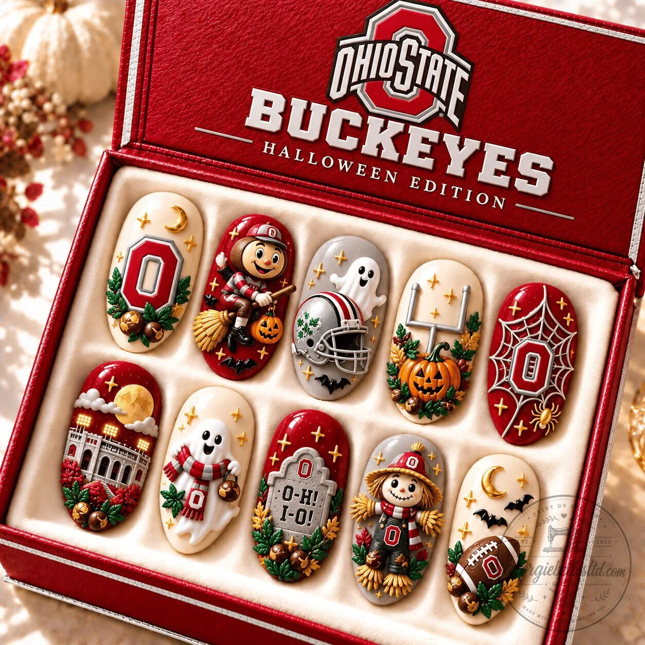 Ohio State Buckeyes Halloween Edition Press On Nails