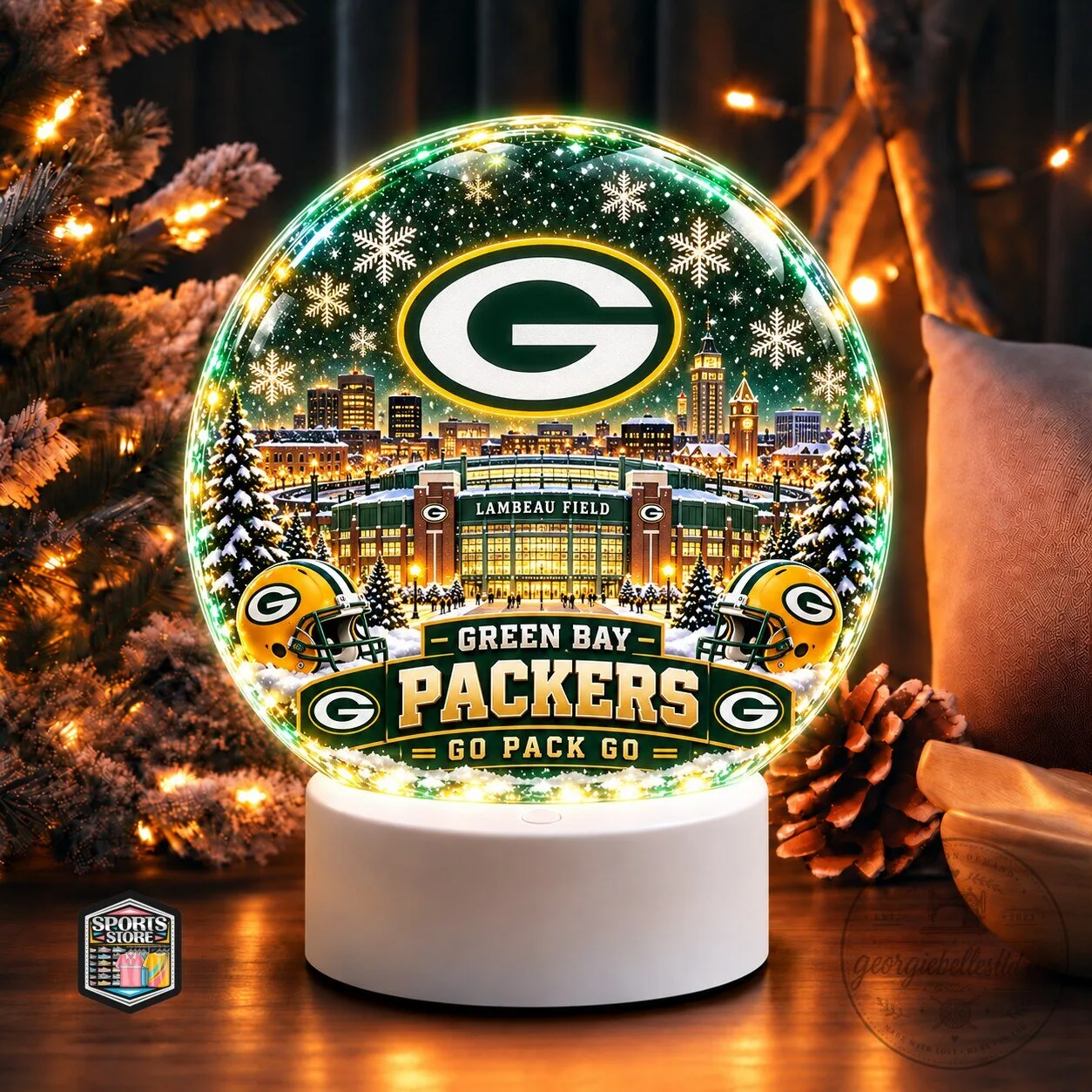 Green Bay Packers Lambeau Field Christmas Snow Globe LED Light
