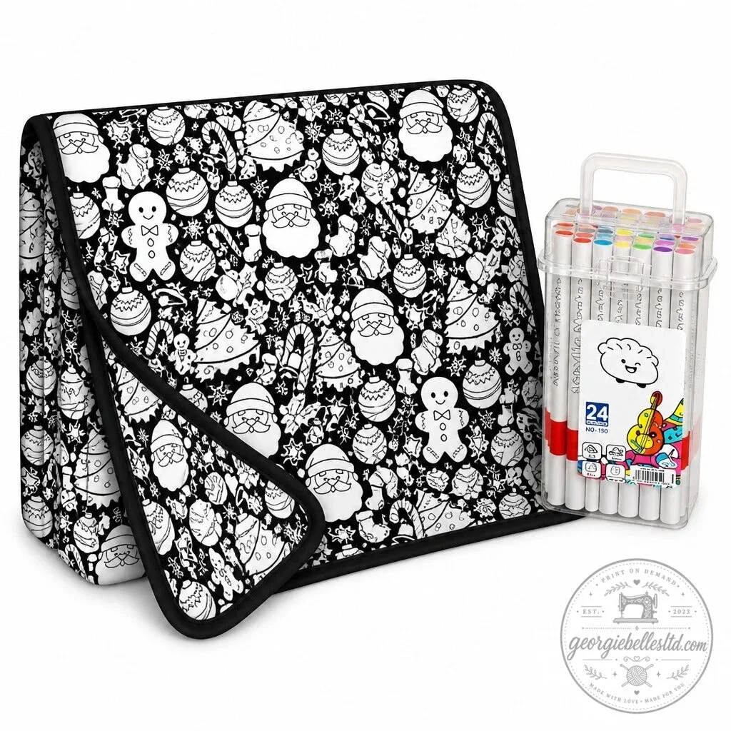 Christmas Holiday Coloring Blanket with Fabric Markers
