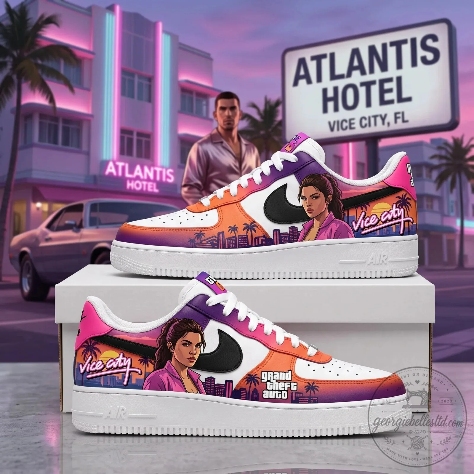 Grand Theft Auto Vice City VI Video Game Fan Art Sneakers 8 Grand Theft Auto Vice City VI Video Game Fan Art Sneakers