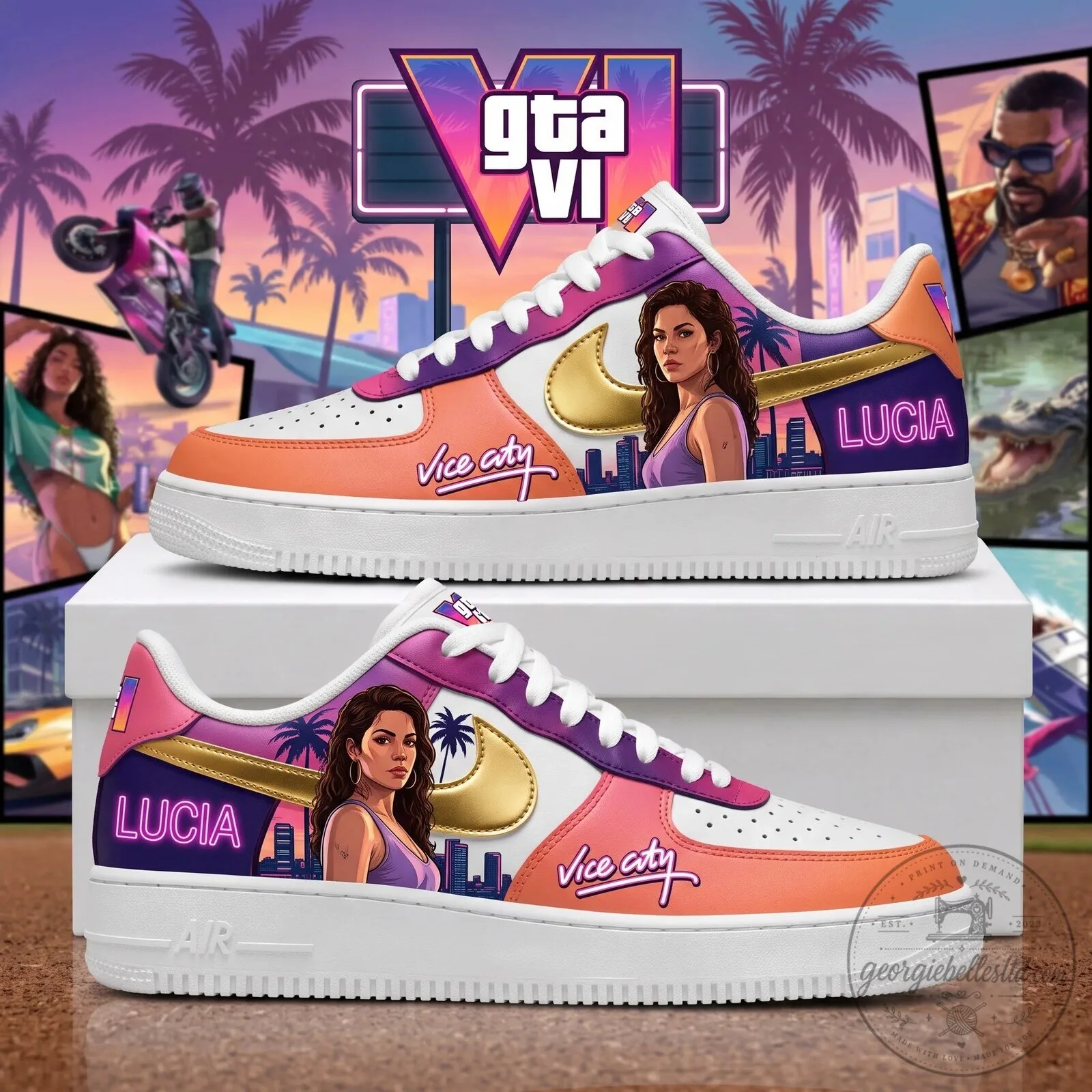 Grand Theft Auto Vice City VI Video Game Fan Art Sneakers 10 Grand Theft Auto Vice City VI Video Game Fan Art Sneakers
