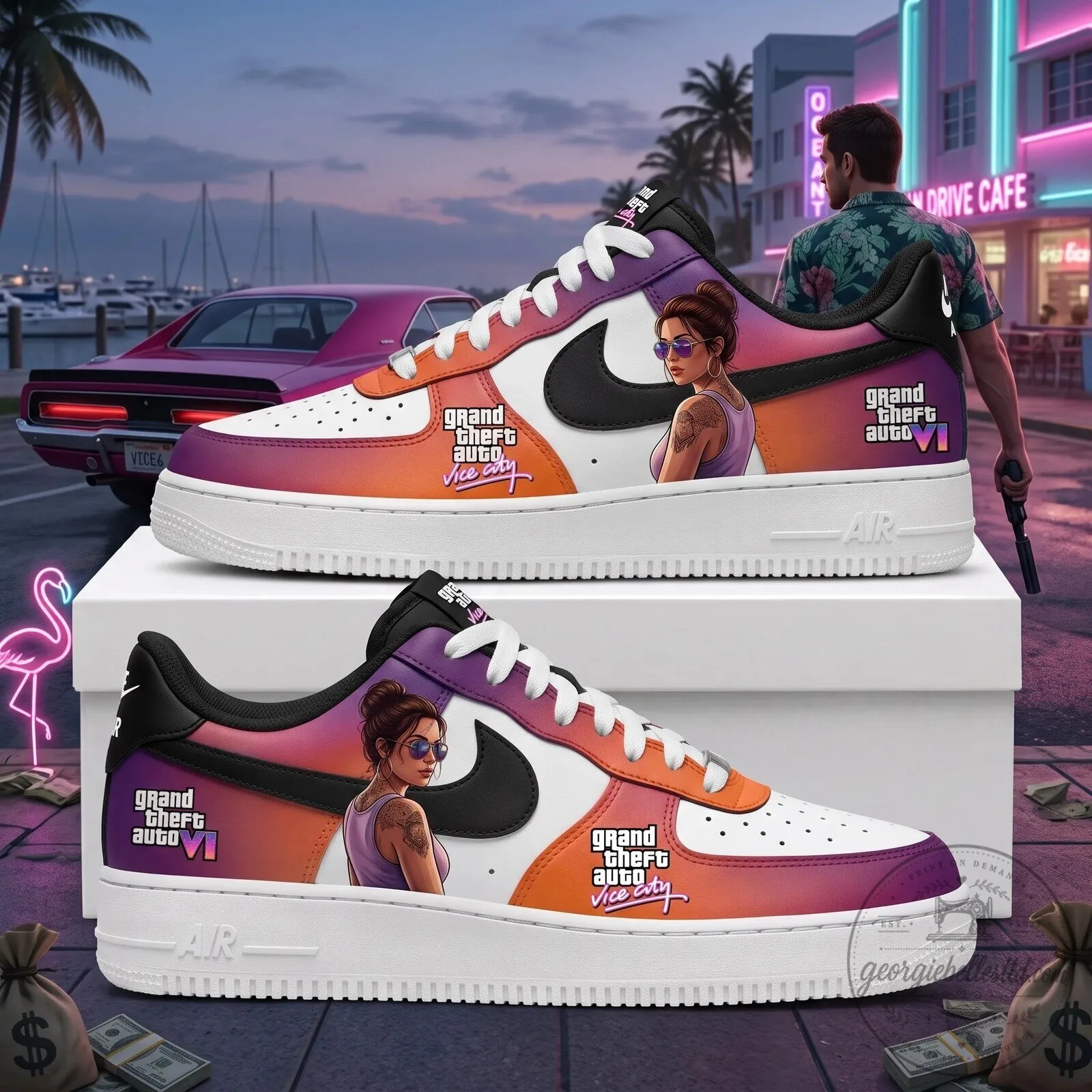 Grand Theft Auto Vice City VI Video Game Fan Art Sneakers 11 Grand Theft Auto Vice City VI Video Game Fan Art Sneakers