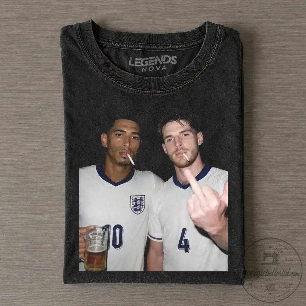 England Football Team T-Shirt with Jude Bellingham & Declan Rice Design England Football Team T-Shirt with Jude Bellingham & Declan Rice Design